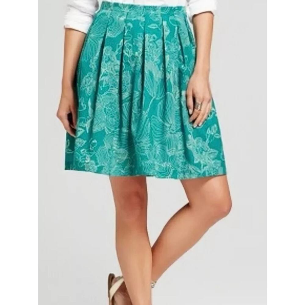 Women's Isani for Target Pleated Green Floral‎ Spring Mini Skirt Size XS